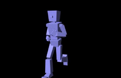 方块人带绑定跑步动画maya模型文件