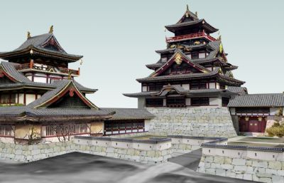 日式寺庙,松本城SU模型