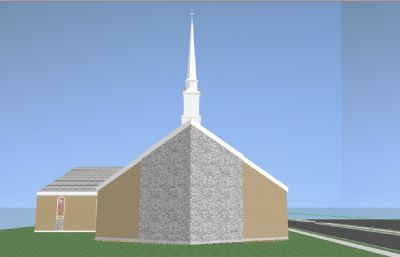 锡安山传教士浸礼会教堂,简欧风格教堂SU模型