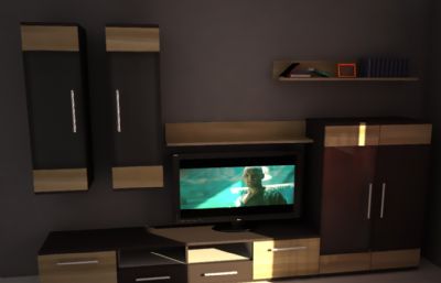 家装简易电视柜场景C4D模型