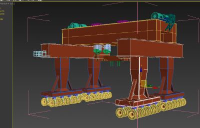 提梁设备,龙门吊轮胎提梁机3D模型