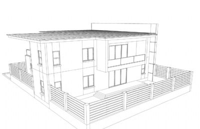 现代双层别墅建筑C4D模型白模