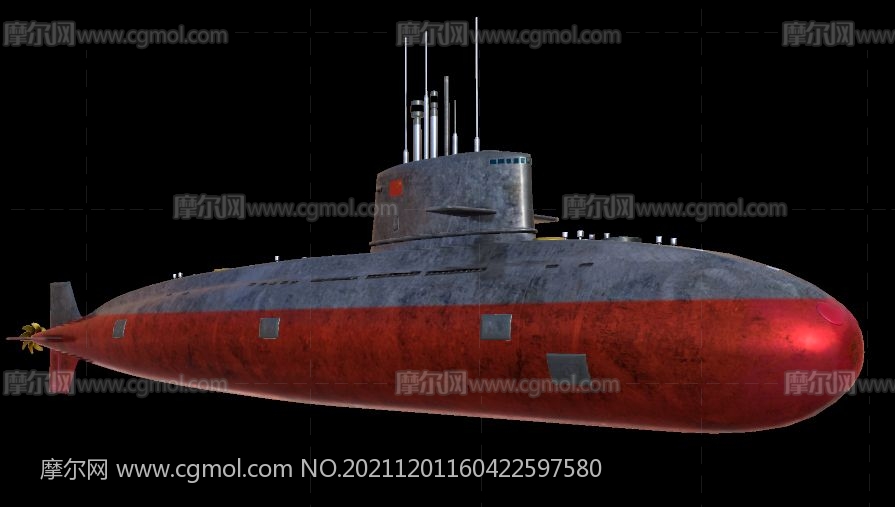 039型宋级常规潜艇3D模型,OBJ格式