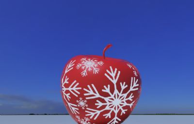 大雪花图案苹果雕塑设计3D模型