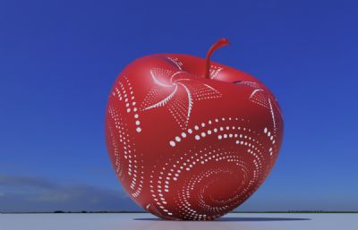 波点花纹苹果雕塑设计3D模型