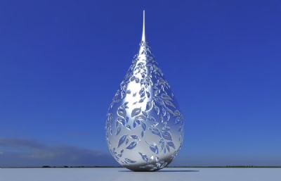 树叶镂空水滴造型雕塑3D模型