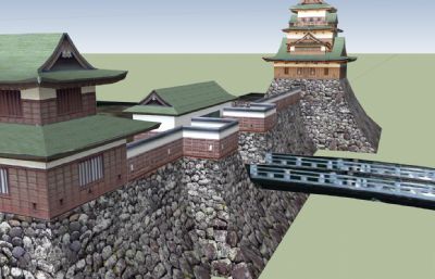 日本高岛城寺庙SU模型