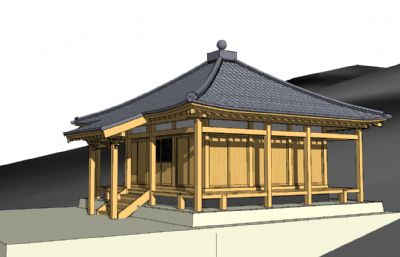 中式小木屋寺庙禅房SU模型