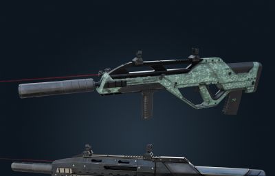 spear 308突击步枪3D模型,3款皮肤贴图