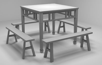 八仙桌,餐桌3D模型