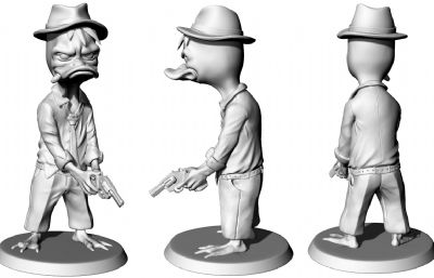 鸭侦探,斧头帮鸭子大哥3D打印模型,5个stl文件