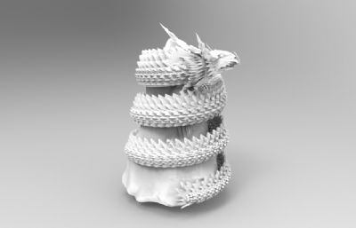 盘山龙,恶龙3D打印模型
