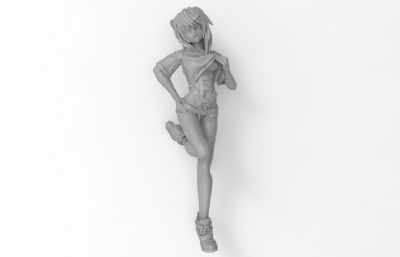 可爱卖萌女孩萝莉3D打印模型