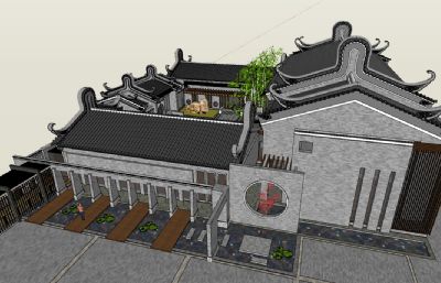 中式会所,茶楼,酒楼su模型