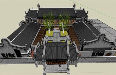 中式会所,茶楼,酒楼su模型