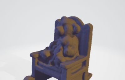 可爱小熊坐摇椅3D打印模型