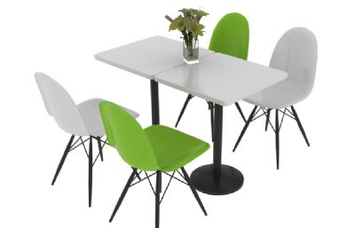 现代简约餐桌椅3D模型,VRAY材质
