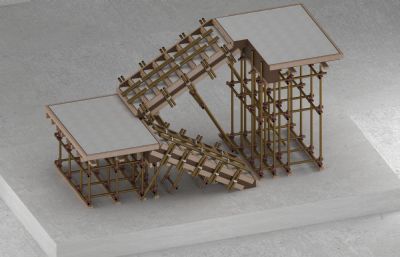 楼梯样板,工地样板楼梯3D模型