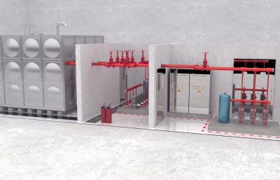 小区水泵房设备整体设计max模型