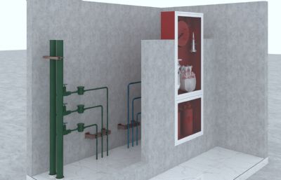 水井样板,消防水管设备max模型