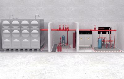 小区水泵房设备整体设计max模型
