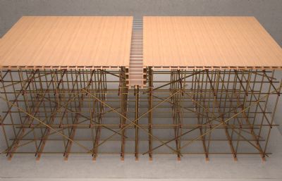 施工现场梁板支撑架体及模板施工样板3D模型