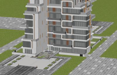 创意个性小区楼设计,异形建筑max模型