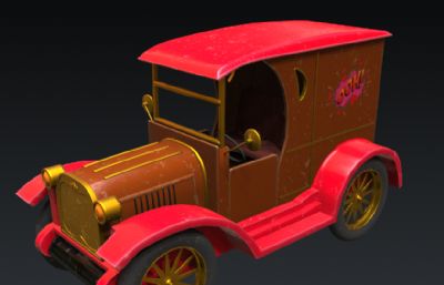 复古老爷车玩具3D模型,OBJ格式