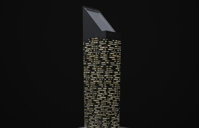 3d办公楼夜景建筑高精度模型