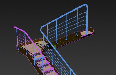 文具店,饰品店二楼楼梯,室外楼梯3D模型素模