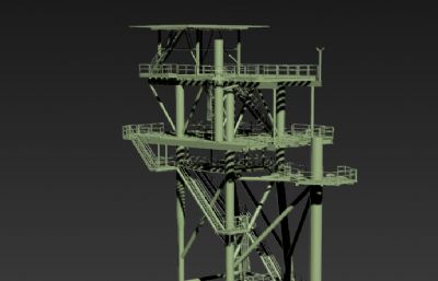 海上,工厂铁架操作平台3D模型