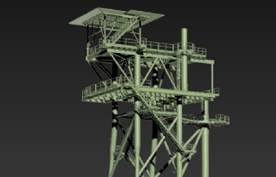 海上,工厂铁架操作平台3D模型