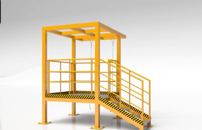 钢结构黄色安全操作平台3D模型