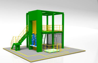 缓降器测试钢结构平台三3D模型