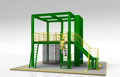 缓降器测试钢结构平台三3D模型