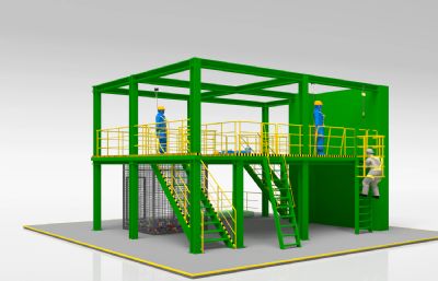 缓降器测试钢结构平台四3D模型