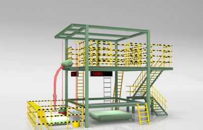 中庭镂空钢结构平台3D模型