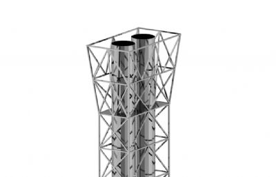 不锈钢铁架烟囱,烟管3D模型