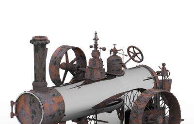 蒸汽机车,蒸汽拖拉机3D模型