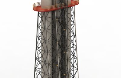 工厂大型烟囱,烟道,排气管道3D模型