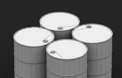 四个油桶,滚筒3D模型