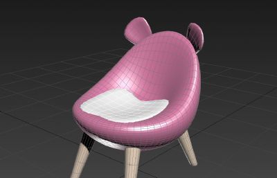 粉色卡通小熊造型椅子,宝宝椅子3D,max fbx模型