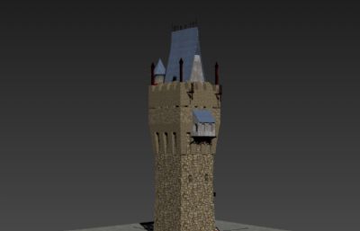 中世纪石塔 3D,max FBX 3D模型