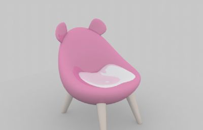 粉色卡通小熊造型椅子,宝宝椅子3D,max fbx模型