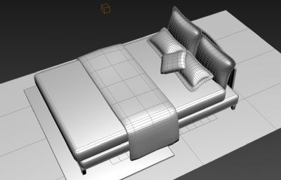 现代床,双人床3D,max模型