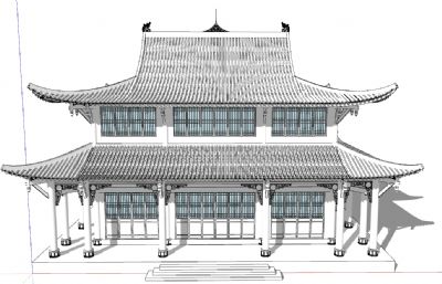 晚香堂,中式大殿SU模型