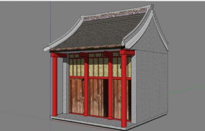 中式单间房屋SU模型