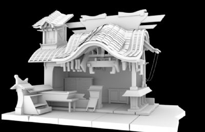 古代寺庙,亭子,屋子maya模型