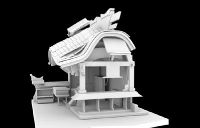 古代寺庙,亭子,屋子maya模型