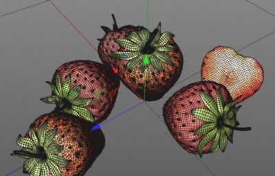 写实真实草莓C4D模型,C4D,OBJ格式